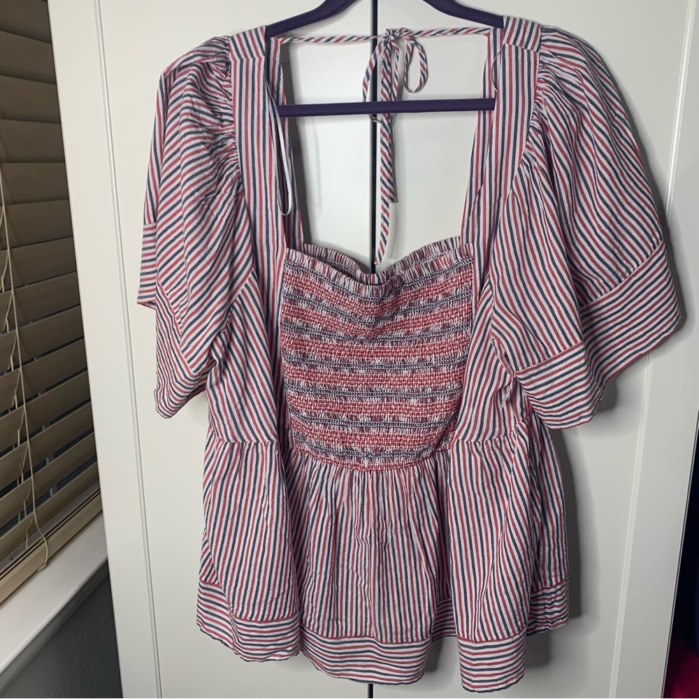 NWT Old Navy Striped Flocked Blouse